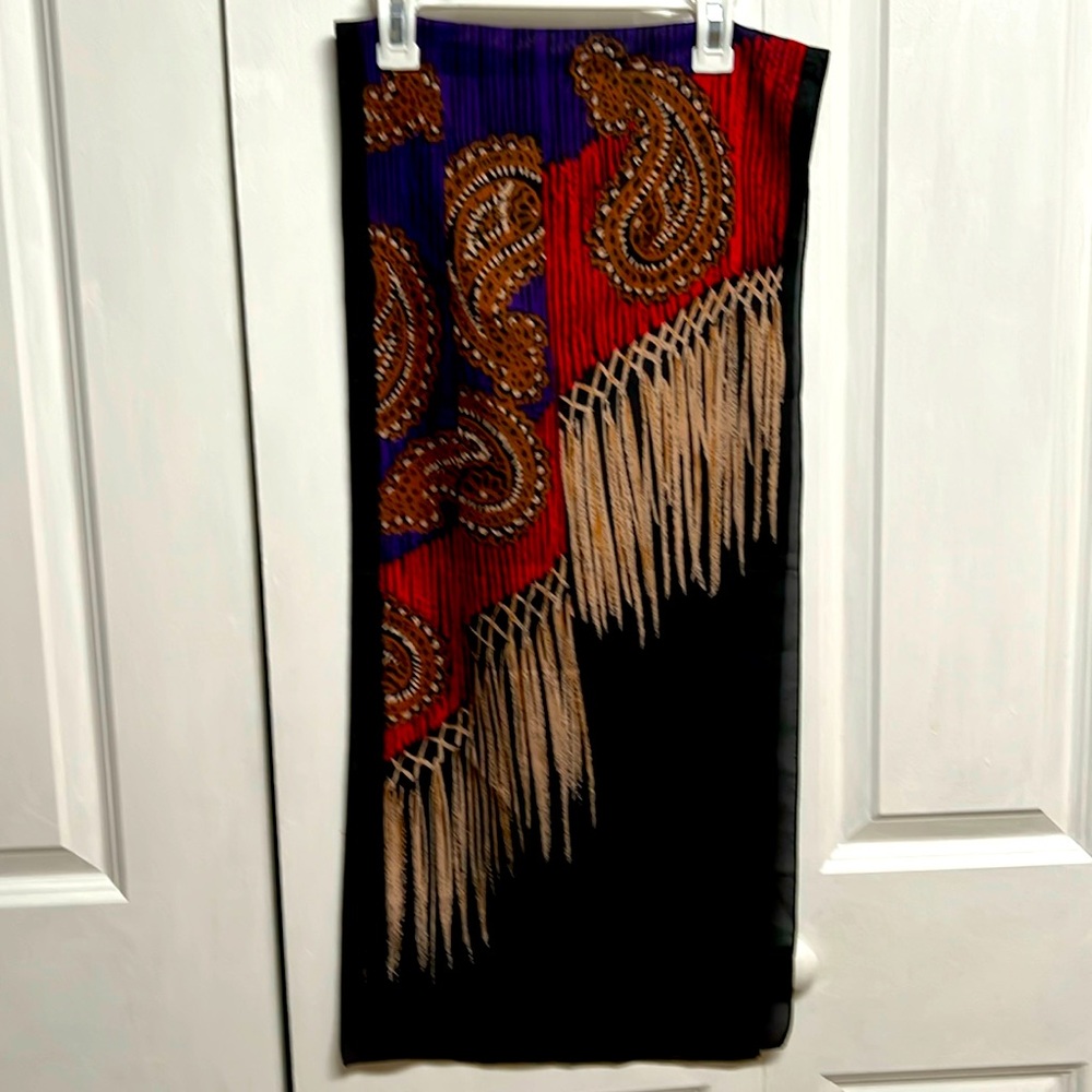 Multi Color Paisley Print Thick Sheer Scarf 60’ x 13’